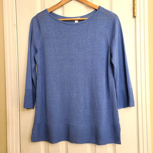 J Jill Womens 3/4 Sleeve Lightweight Pullover Sweater Linen Blend Blue Size XS